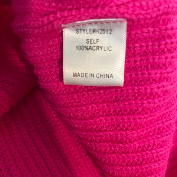 JODIFL ANTHROPOLOGIE HOT PINK RIBBED KNIT BALLOON  LONG SLEEVE SWEATER SZ SMALL - Picture 7 of 7